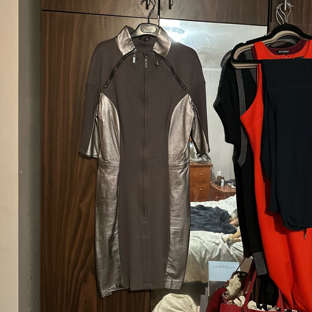 Silver and Gray Women's Mini Dress